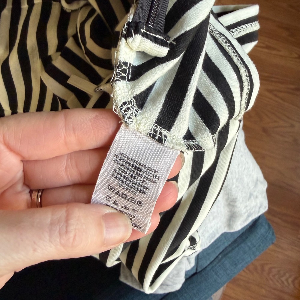 Free People Black White Stripe High Waist Rise Riker Ponte Shorts Small Retro - Picture 7 of 7